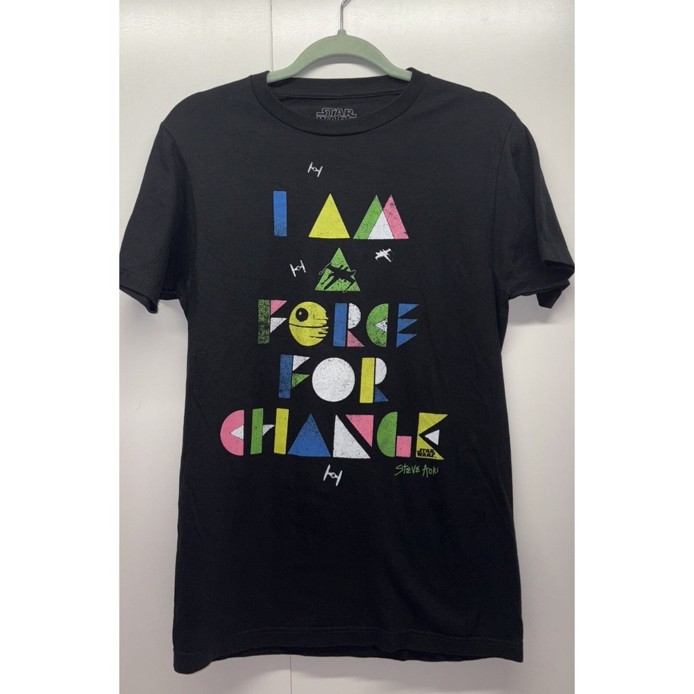 Star Wars Steve Aoki T-Shirt I AM A FORCE FOR CHANGE Graphic Black Unisex Size S